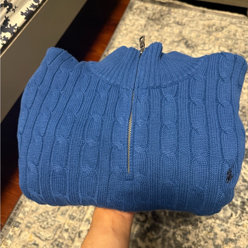 Men's Blue Cable Knit Sweater